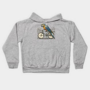 McCaw Parrot on a bicycle Kids Hoodie